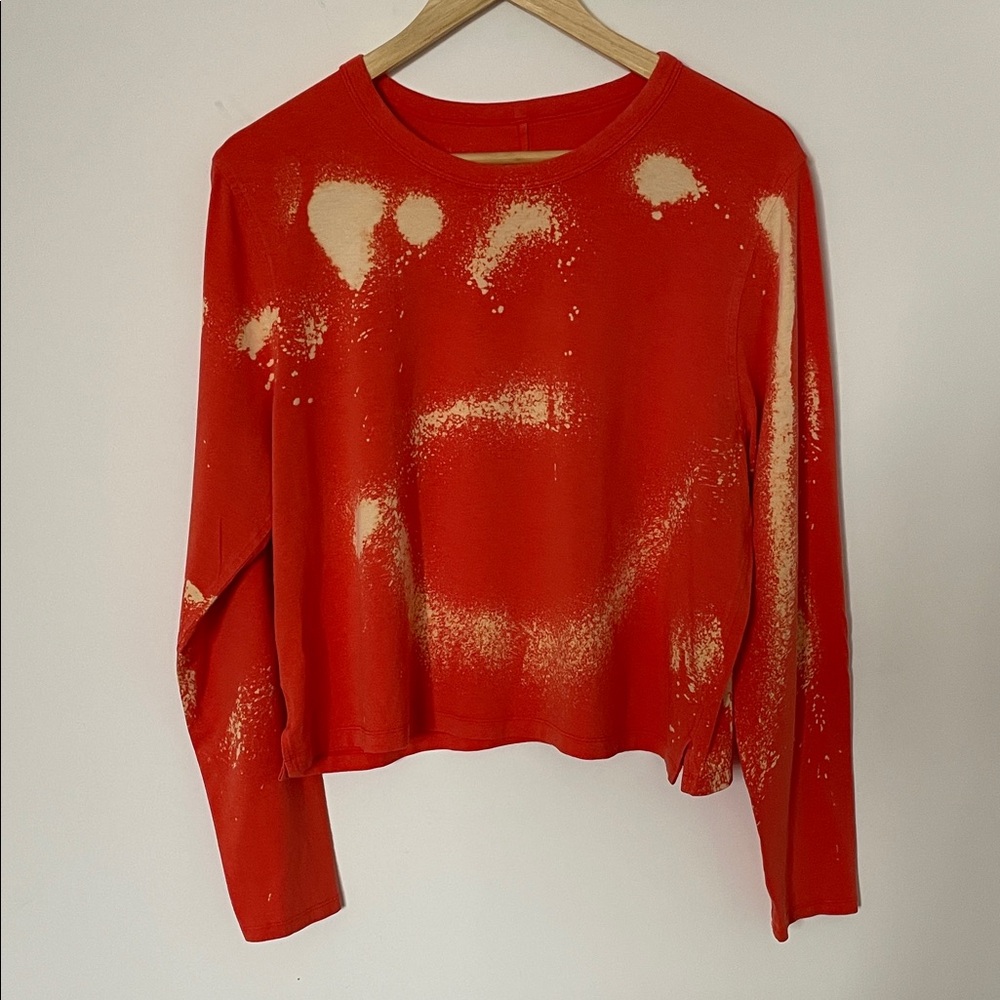 Lululemon Stretch Pima Cotton Cropped Cotton Long Sleeve Orange Tie Dye